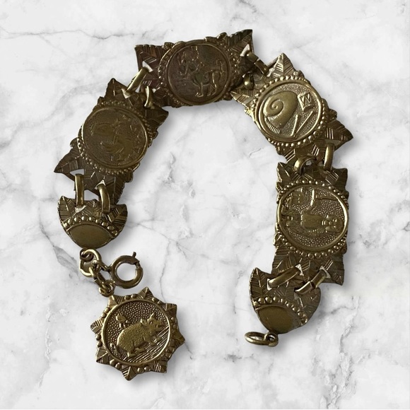 Sterling Silver Spanish Symbols artifacts historical bracelet - Picture 1 of 8